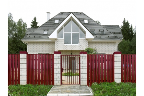 Штакетник Twin фигурный 0,5 Rooftop Бархат RR 32 темно-коричневый